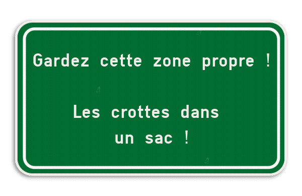 Panneau personnalisable “Gardez cette zone propre” – spécial chiens