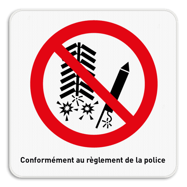 Panneau d'interdiction 1:1 - Feux d'artifice interdit - Texte personnalisé