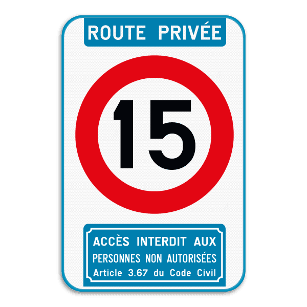 Panneau combiné - Route privée - C43 - Article 3.67 du Code Civil