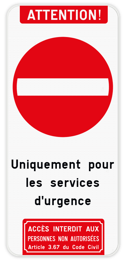 Panneau combiné - Accès réservé aux services d'urgence