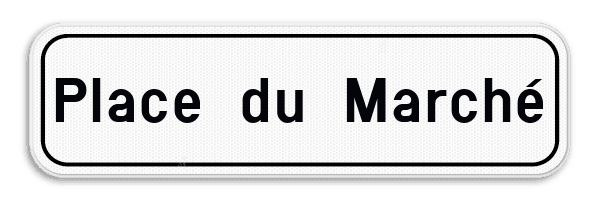Plaque de rue blanche personnalisable en aluminium – formats 700 x 200 et 500 x 150 mm