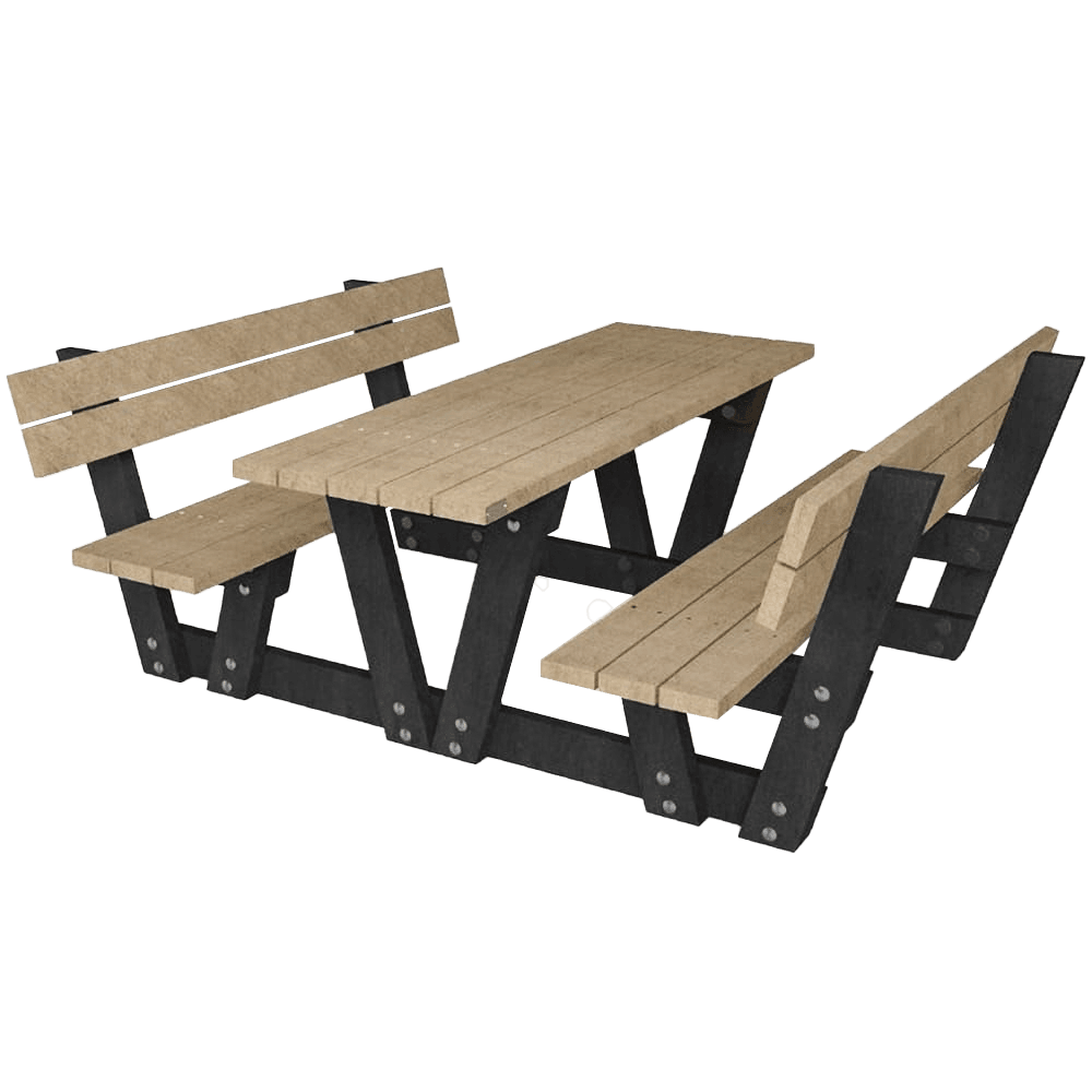 Table de pique-nique avec dossier - Bicolore - Modèle Lyon
