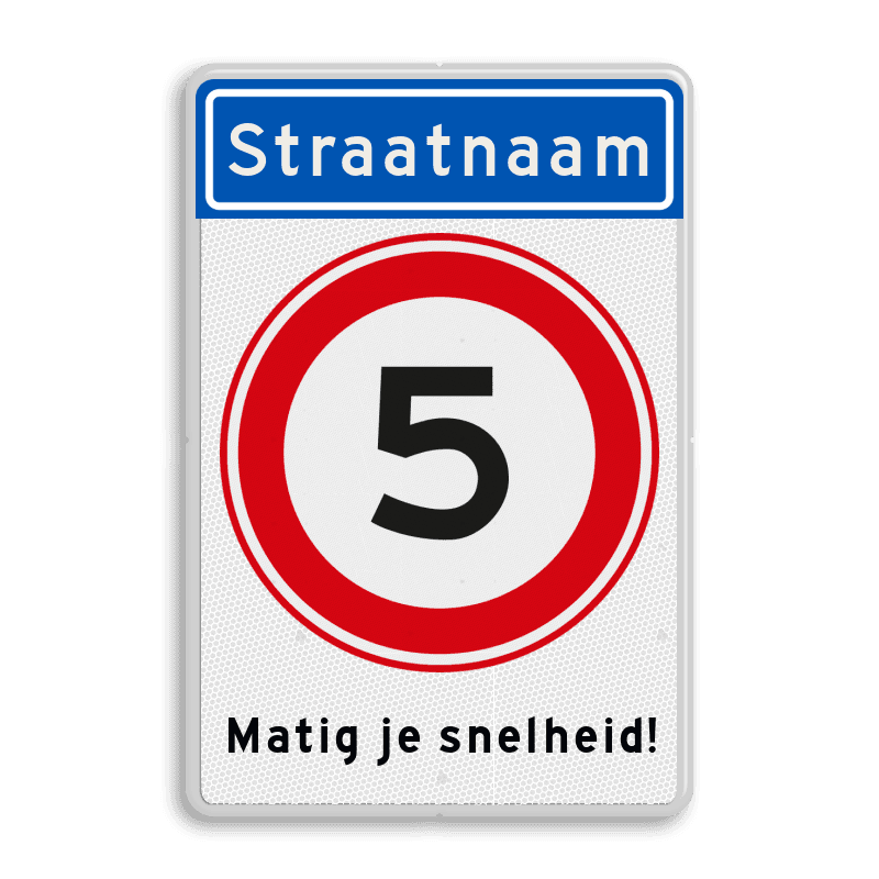Informatiebord Straatnaam + snelheidsbeperking