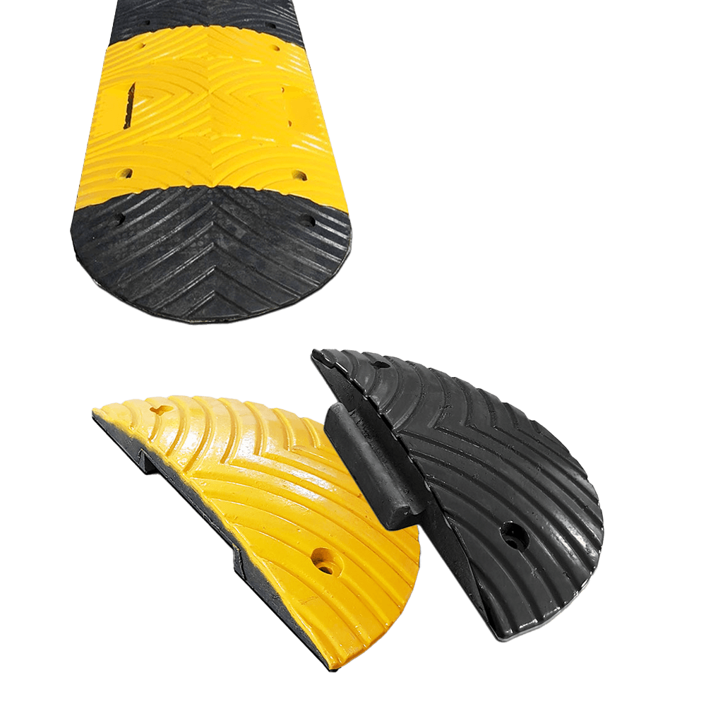 Ralentisseur en plastique recyclée 20 km/h - Extrémités - 200x400x50mm jaune/noir