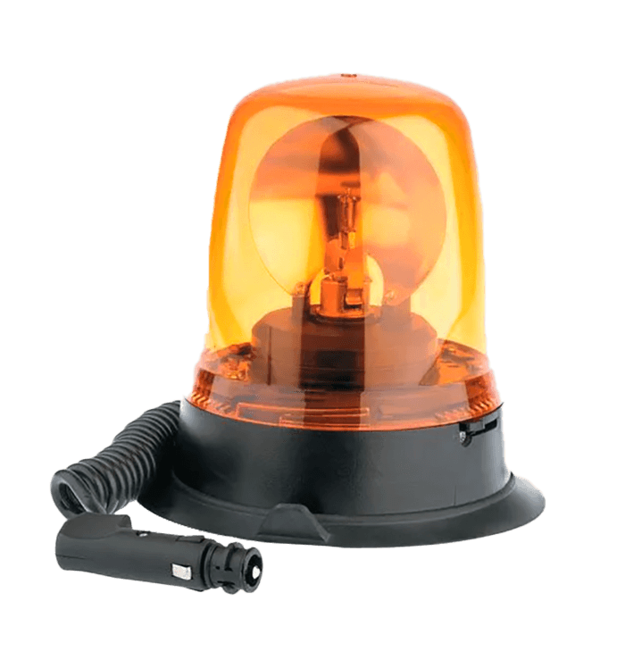 Lampe clignotante orange 12V – Base magnétique – Câble spiralé​