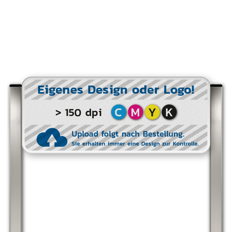 Firmenschild mit zwei Aluminium Pfosten für außen - mit eigenem Design