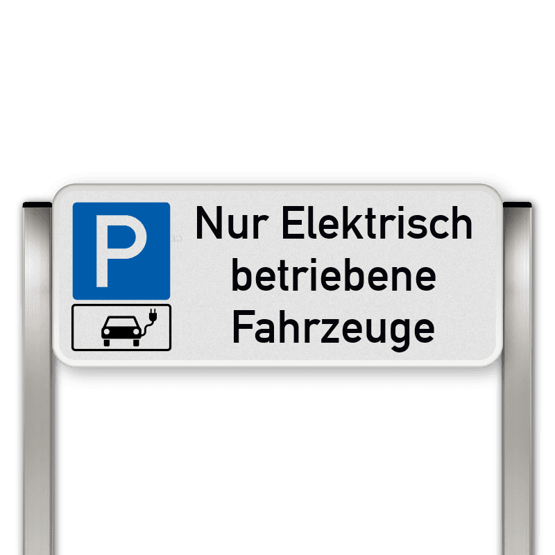 Parkplatzschild mit zwei Aluminium Pfosten Parkplatz nur für Elektrisch Fahrzeuge