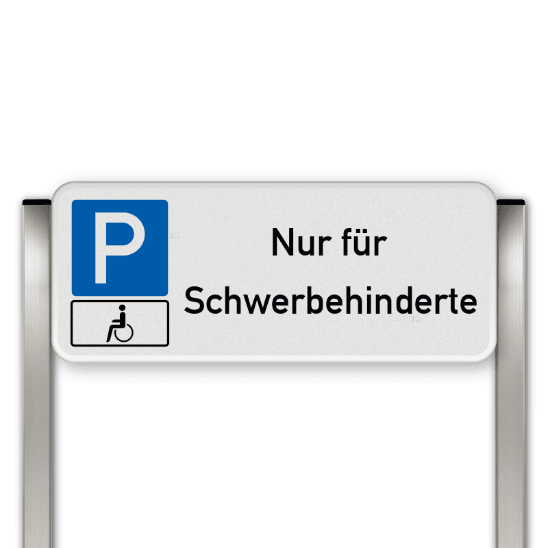 Parkplatzschild mit zwei Aluminium Pfosten Parkplatz nur für Schwerbehinderte