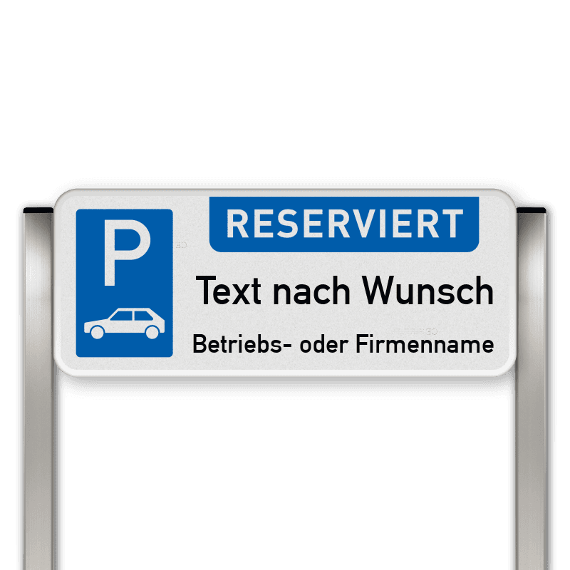 Parkplatzschild mit zwei Aluminium Pfosten - Parkplatz mit Text nach Wunsch