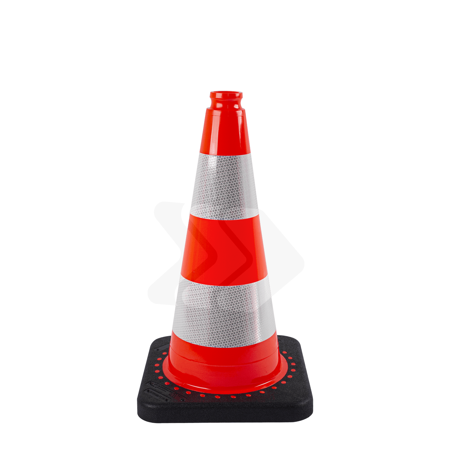 Cône de signalisation 50cm avec bandes réfléchissantes et pied en plastique recyclé