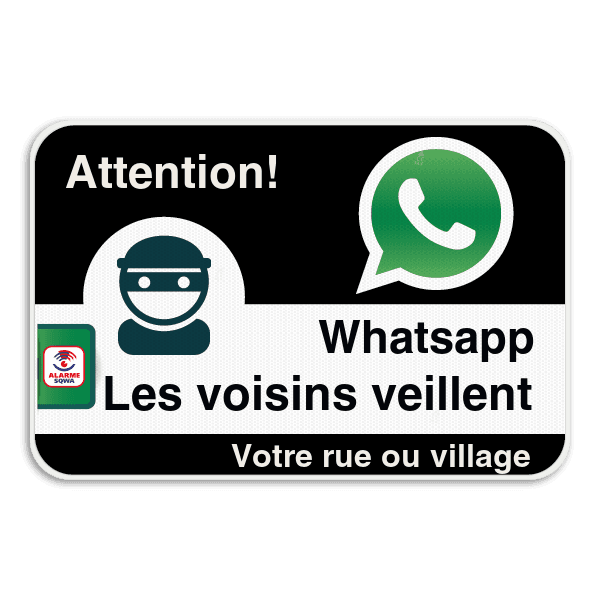 Panneau WhatsApp - SQWA - Nom de rue - Noir