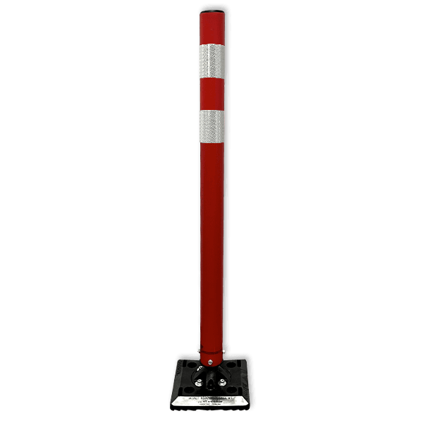 Poteau Kickback Rouge/Blanc Ø60 mm – Balise Flexible de Sécurité Routière
