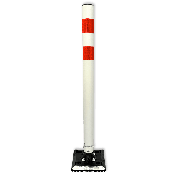 Poteau Kickback Blanc/Rouge Ø60 mm – Balise Flexible de Sécurité Routière