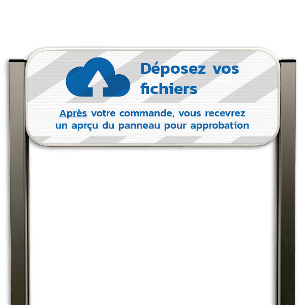 Panneau de stationnement avec montants en aluminum brossé avec votre propre design
