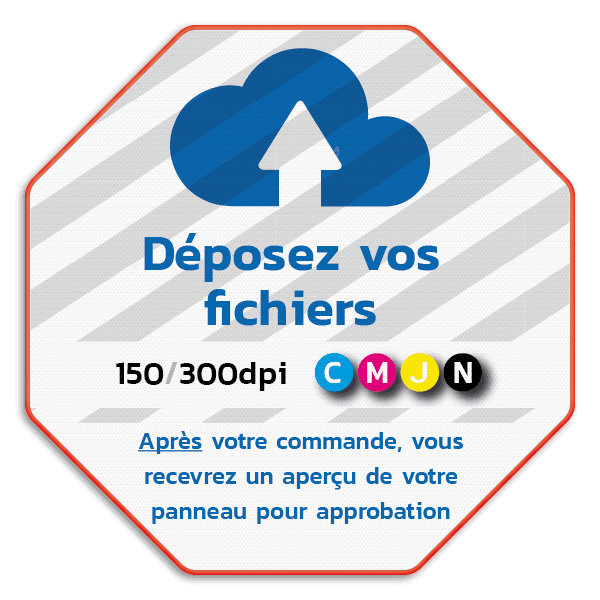 Panneau d'information octogonal réfléchissant avec votre propre impression