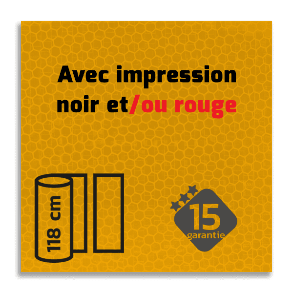 Classe 3 - Film réfléchissant jaune fluo imprimé noir/rouge T-7511 - sur mesure