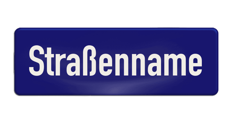 Straßennamenschild 600x200mm - 1 Zeile ohne Rand
