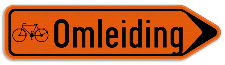 Verkeersbord SB250 F41 - Wegwijzer omleiding voor fietsers Rechts