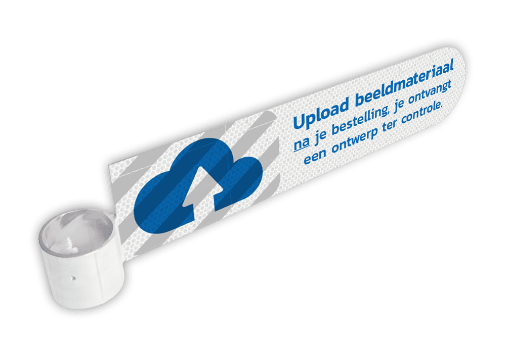 Verwijsbord vlaggend - 680x150mm - reflecterend met eigen opdruk - beugel Ø76mm