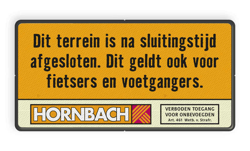 Informatiebord terrein gesloten - Hornbach