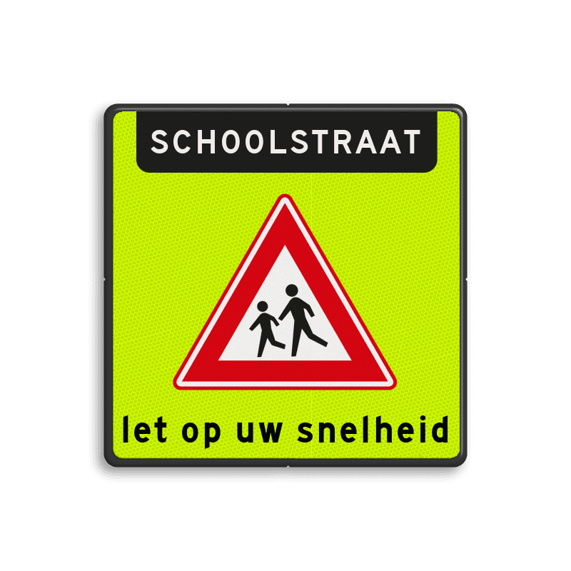 Verkeersbord schoolstraat - RVV J21f - matig uw snelheid
