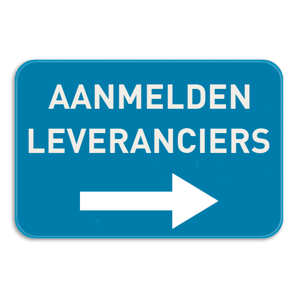 Informatiebord - Aanmelden leveranciers met pijl