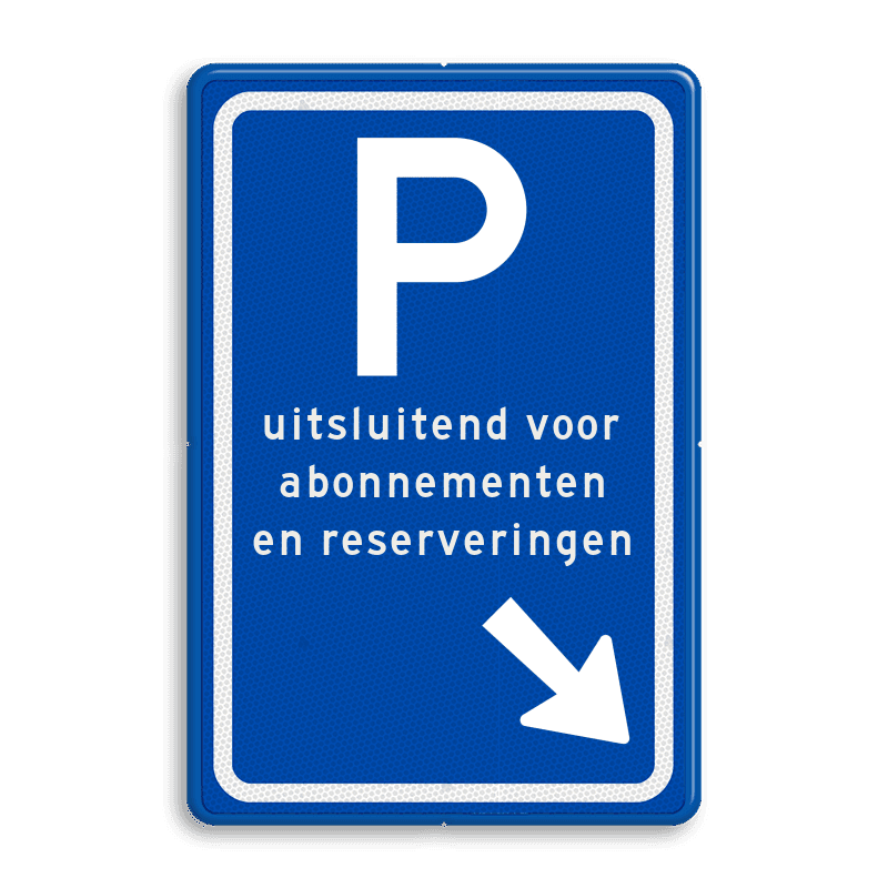 Parkeerbord met eigen tekst en pijl naar wens