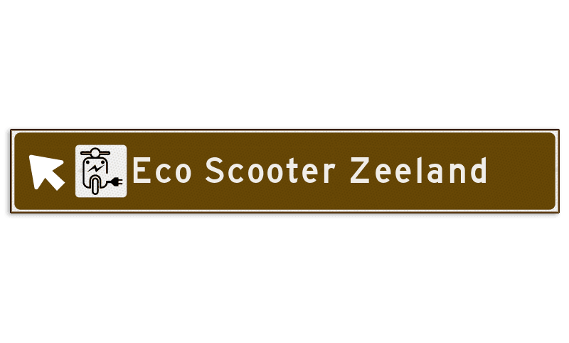 Verwijsbord toeristisch (bruin) - met pictogram Elektrische Scooter