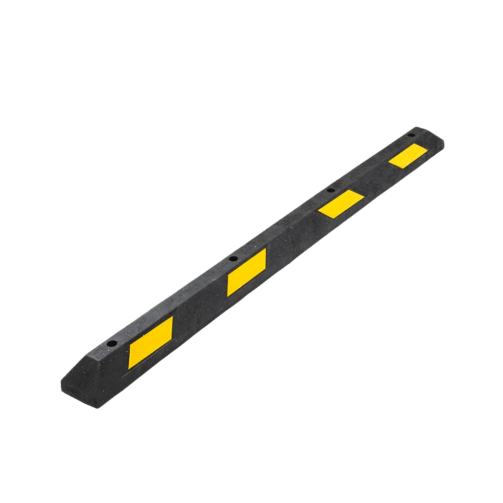 Parkeerstop rubber 2000x150x100mm zwart - reflecterend geel