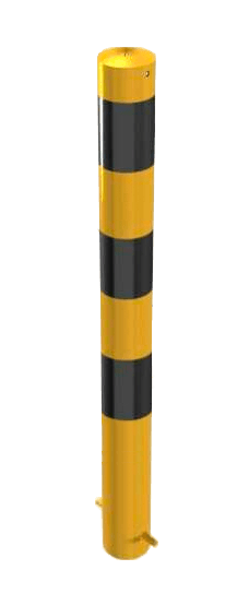 Rampaal staal Ø89mm geel/zwart - met grondanker of bodemmontage