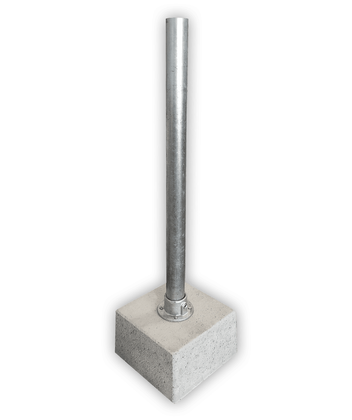 Montagepaal Ø60x1100mm staal THVZ - met voetstuk en betonvoet 300x300x200mm