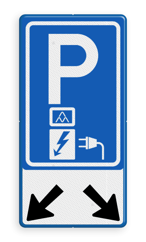Verkeersbord elektrisch laden (Charge Amps) - met twee schuine pijlen