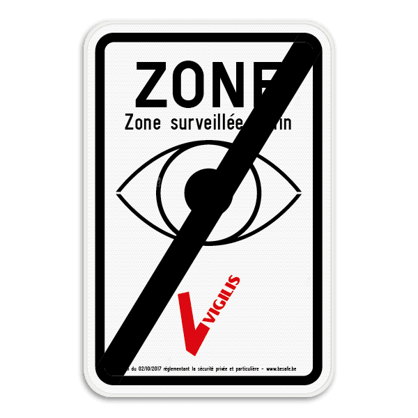 Panneau VIGILIS – Fin de la zone surveillée – Surveillance Belge​