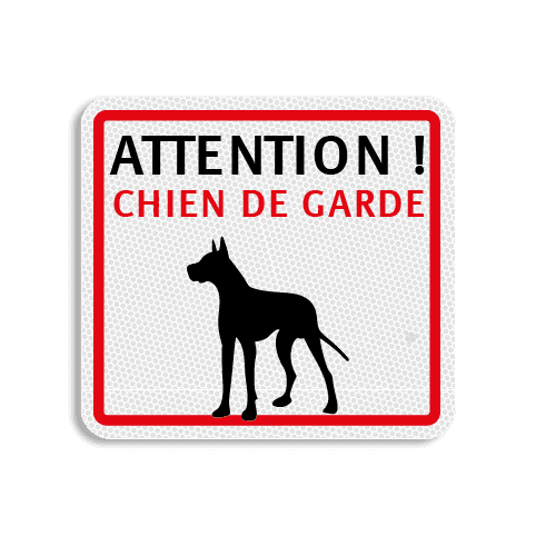 Panneau de terrain plat - ATTENTION ! Chien de garde - 119x109mm