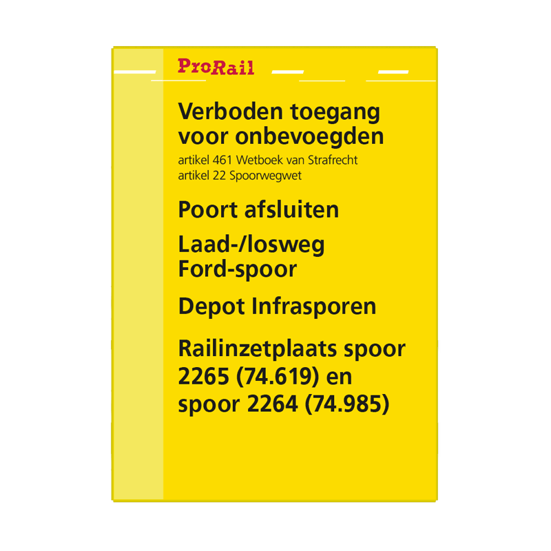 Waarschuwingsbord ProRail - Verboden toegang + overige regels