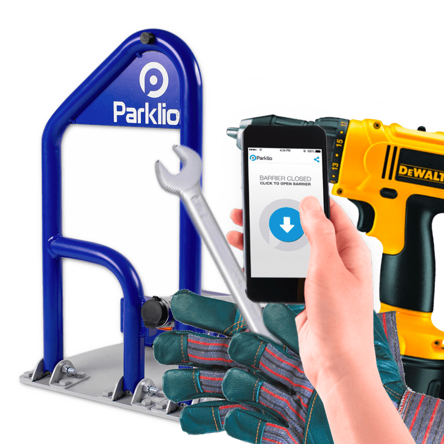 Installation et montage d'une barrière de stationnement Parklio sur une surface plane - sur votre propre terrain