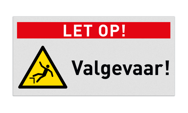 Veiligheidsbord waarschuwing Gevaar voor vallen door hoogteverschil