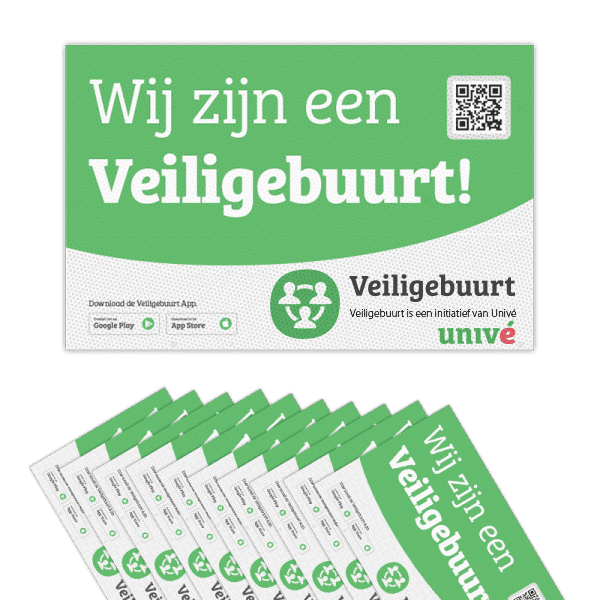 Reflecterende Stickerset Veiligebuurt.nl initiatief van univé - Buurtpreventie ( 10 stuks )