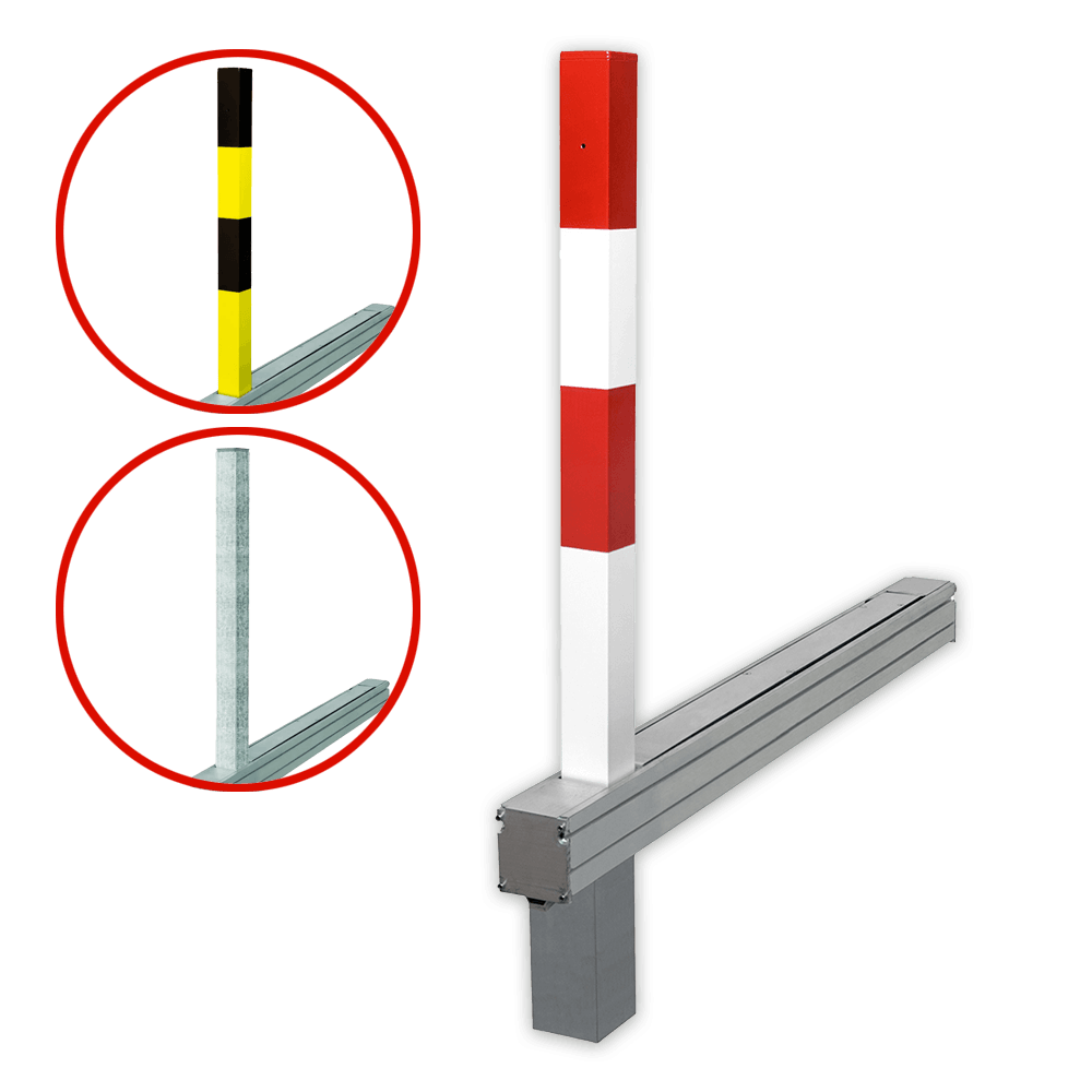 Neerklapbare parkeerpaal - inzinkbaar - 70x70mm met slot