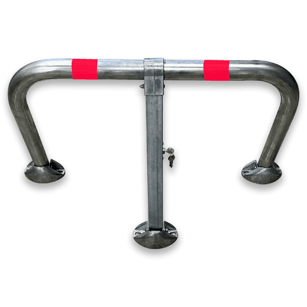 Barrière anti-stationnement en acier 835x400x48mm fondation béton non incluse