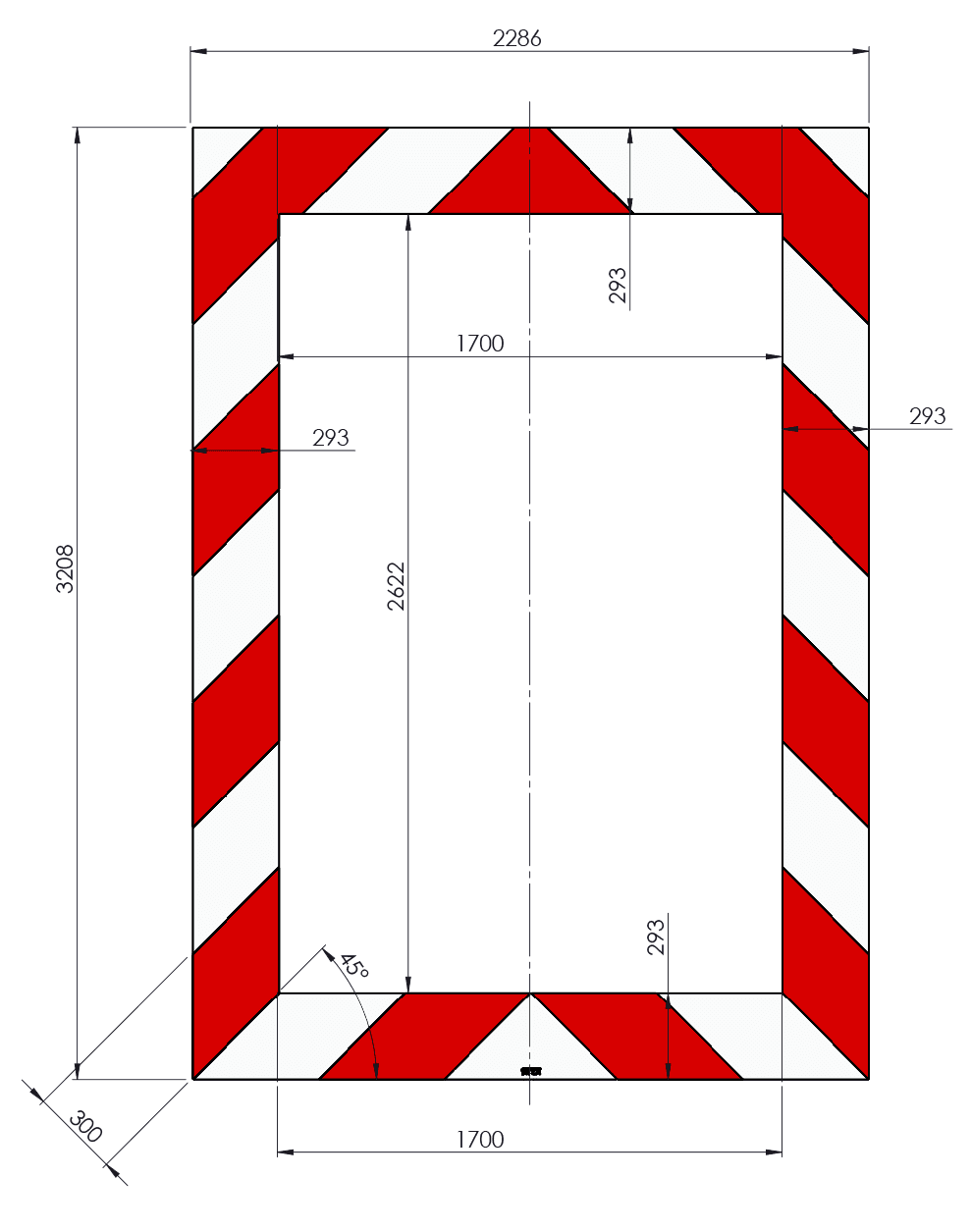 Kaderrand NL 2286x3208x293 rood/wit Silca/VPD | Klasse 3