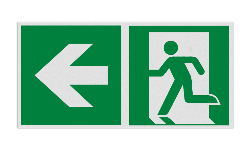 Vluchtroute bord met pijl naar links - reflecterend