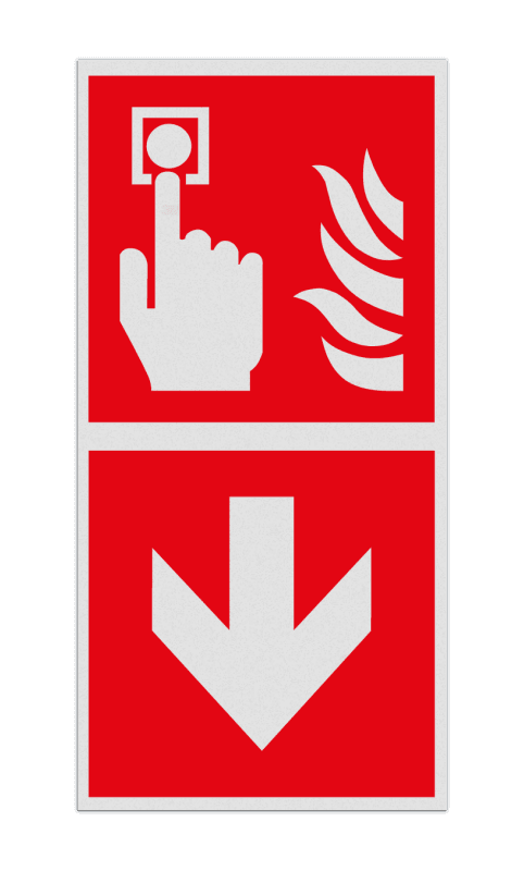 Brand bord met pictogram Brandmelder en pijl