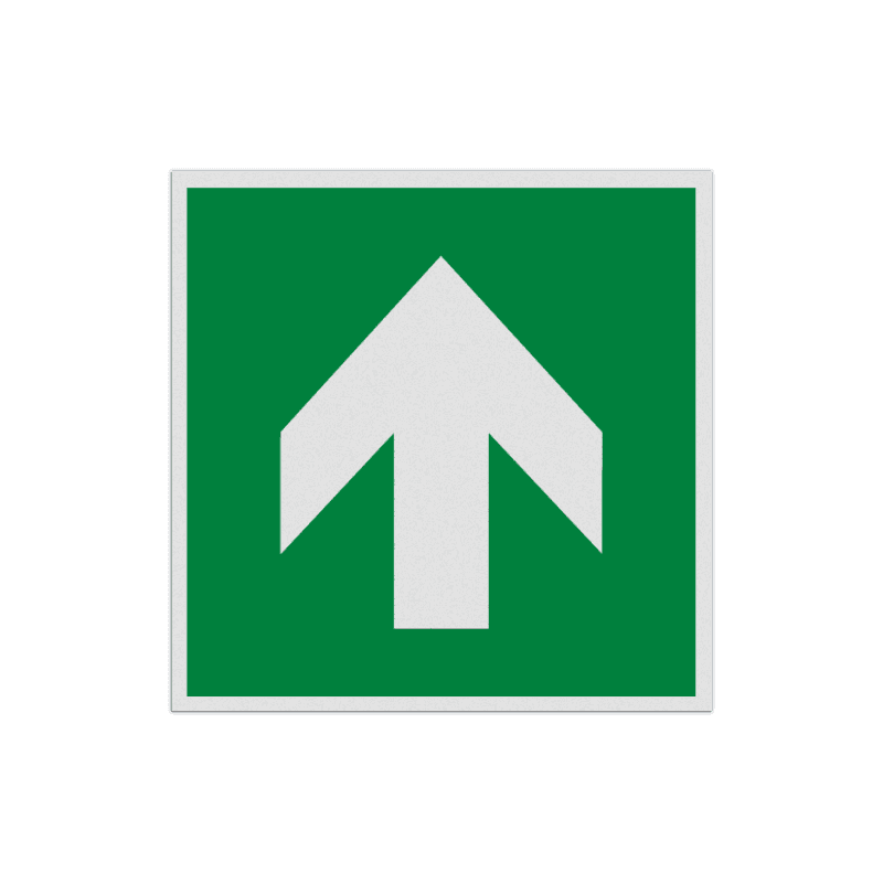 Vluchtroute bord - rechtdoor richting reddingsmiddel