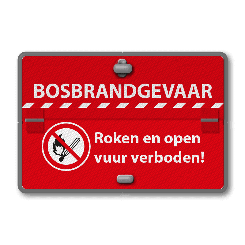 Klapbord bosbrandgevaar, Roken en open vuur verboden - reflecterend
