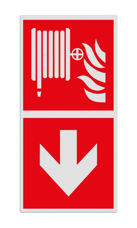 Brand bord met pictogram Busslang en pijl