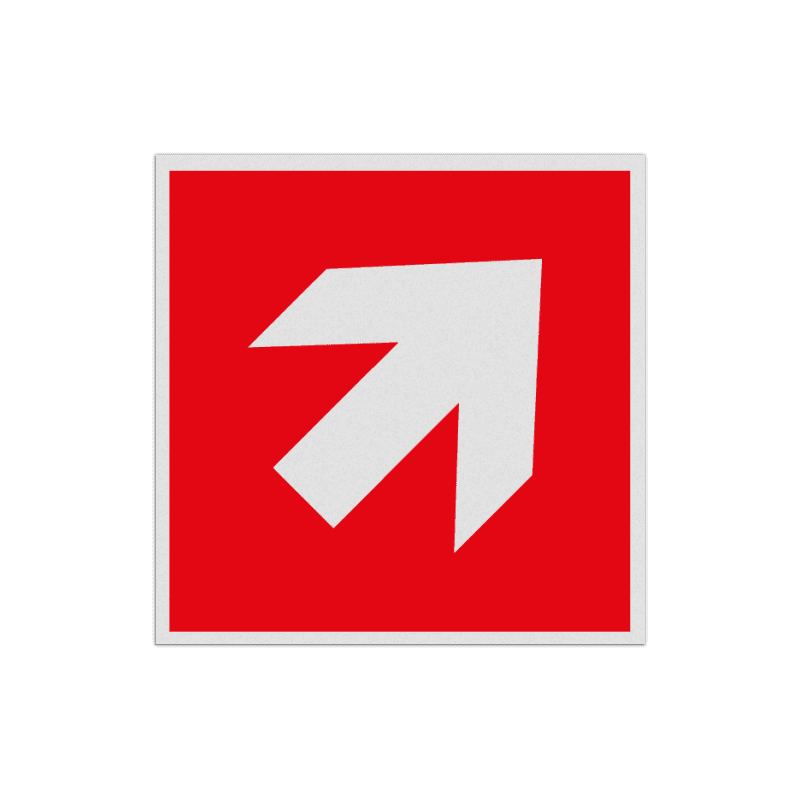 Brand bord met pictogram voor trap op richting brandbestrijdingsmiddel