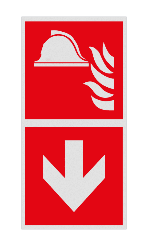 Brand bord met pictogram Brandbestrijdingsmiddelen en pijl