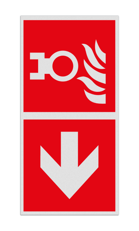 Brand bord met pictogram Aansluitpunt droge blusleiding en pijl