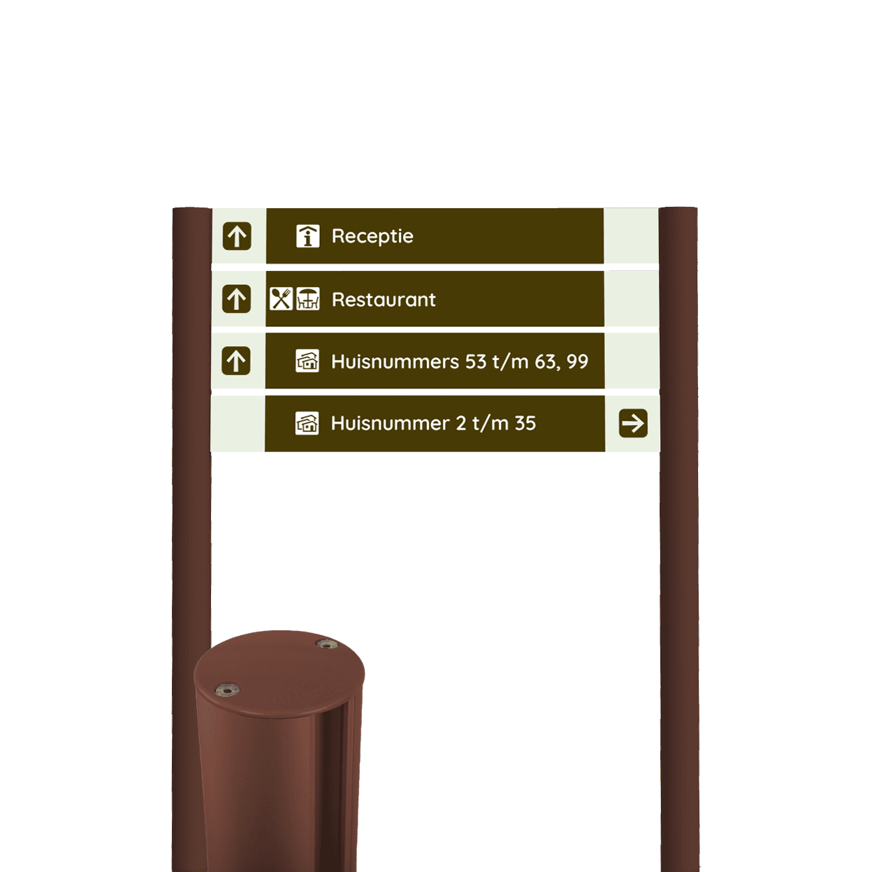 Informatiebord met verwijzingen - maximaal 7 panelen - reflecterend